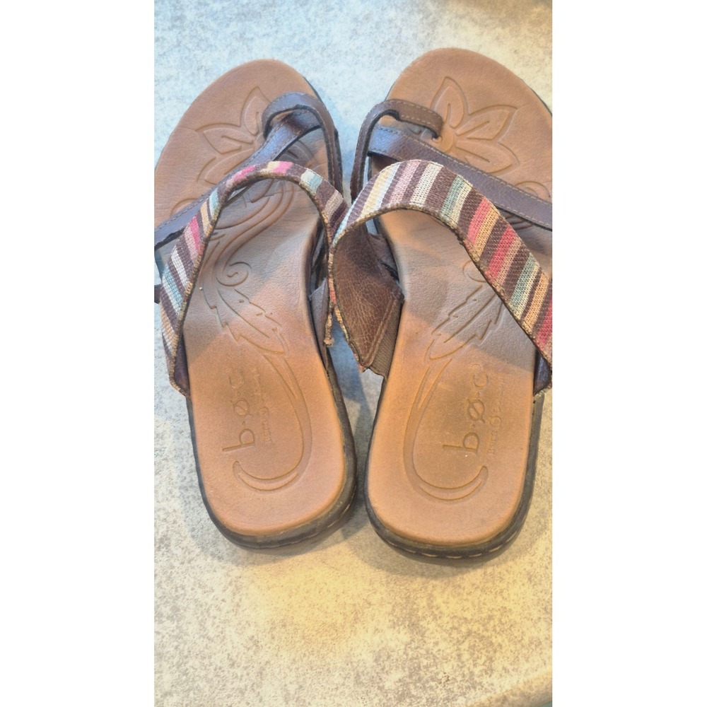 BOC Born Concept Womens Size 8 Brown Boho Woven Multi Stripe Slide Sandals - Picture 4 of 11